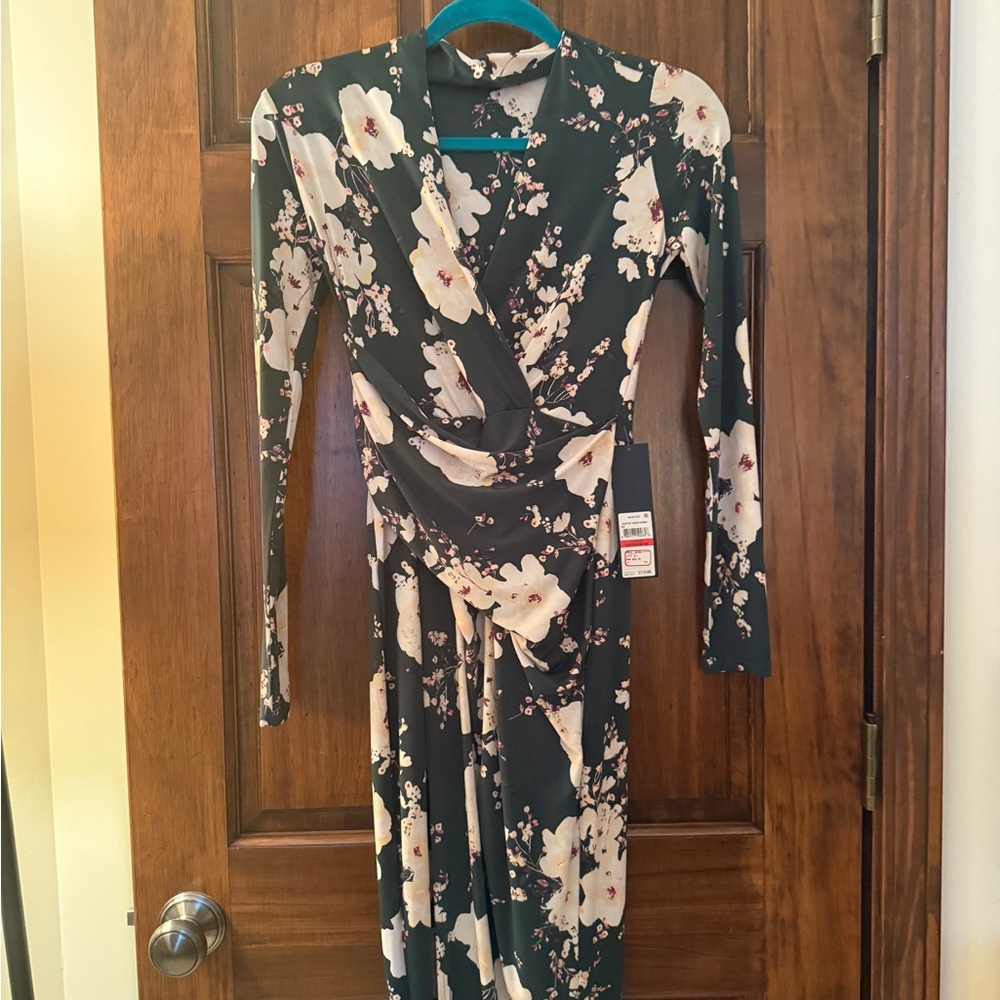 Bloomingdale’s Green Floral Wrap Dress
